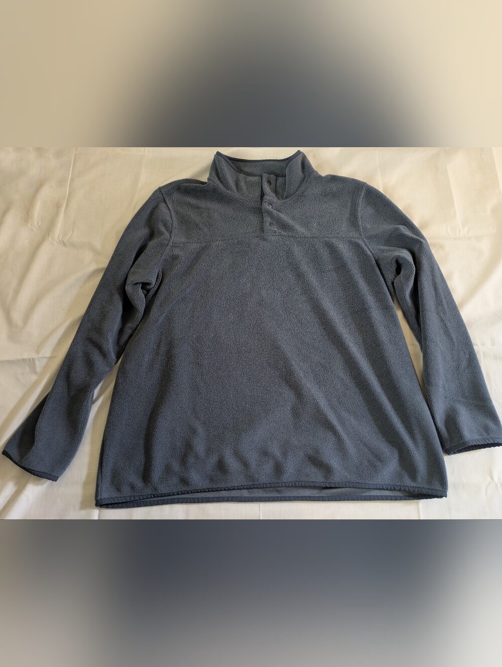 Steel Blue Fleece Mock Neck 1/4 Snap Pullover Sweatshirt